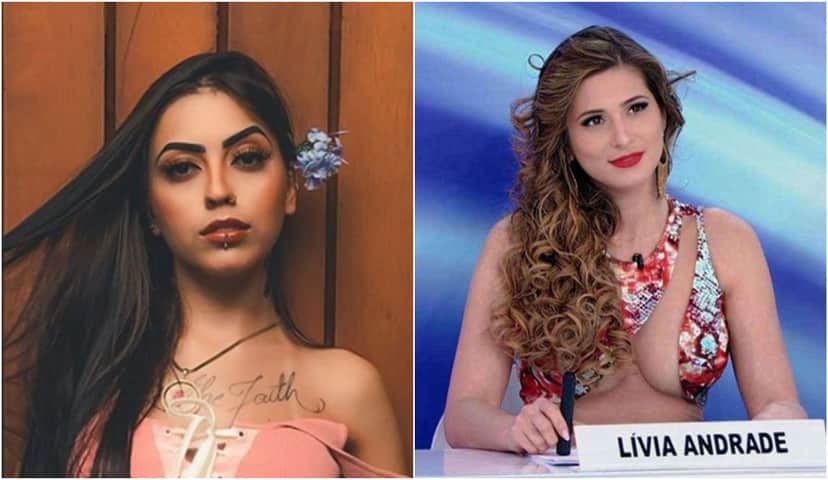 Livia Andrade foi desafiada por MC Mirella durante show (Foto: Montagem) Livia Andrade foi desafiada por MC Mirella durante show (Foto: Montagem)