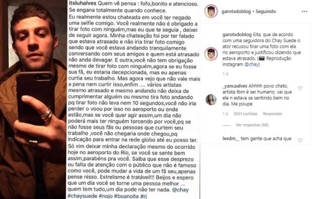 Chay Suede ator da Globo (Imagem: Reprodução / Instagram) emissora Chay Suede ator da Globo (Imagem: Reprodução / Instagram) emissora