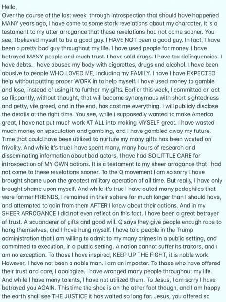 Carta de Isaac Kappy (Foto: Reprodução) Carta de Isaac Kappy (Foto: Reprodução)