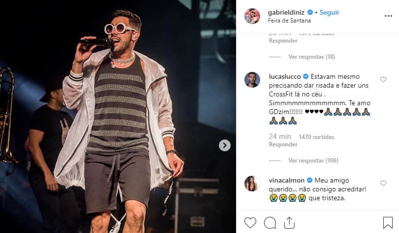 Lucas Lucco fez comentário polêmico em foto de Gabriel Diniz Foto: Reprodução Lucas Lucco fez comentário polêmico em foto de Gabriel Diniz Foto: Reprodução