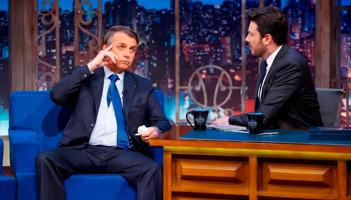 Jair Bolsonaro é entrevistado por Danilo Gentili no The Noite após ordem de Silvio Santos (Foto: Gabriel Cardoso/SBT)