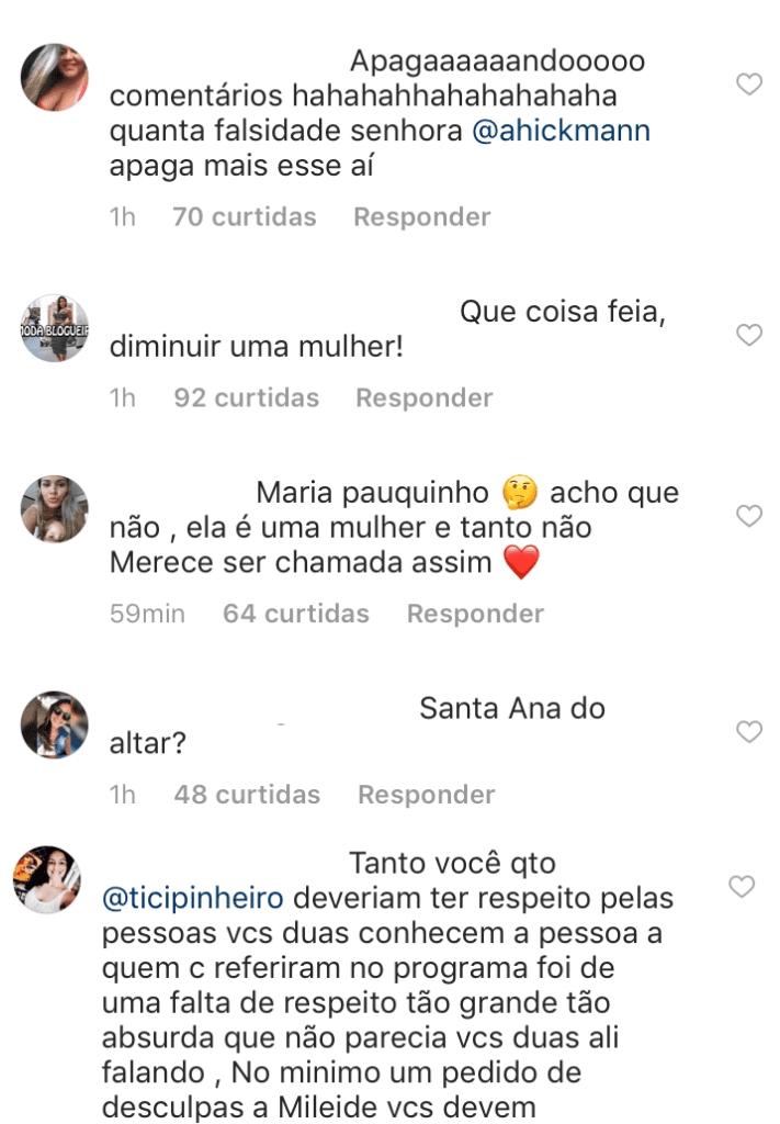 Internautas atacam Ana Hickmann e Ticiane Pinheiro, após apresentadoras falarem de Mileide Mihaile Internautas atacam Ana Hickmann e Ticiane Pinheiro, após apresentadoras falarem de Mileide Mihaile