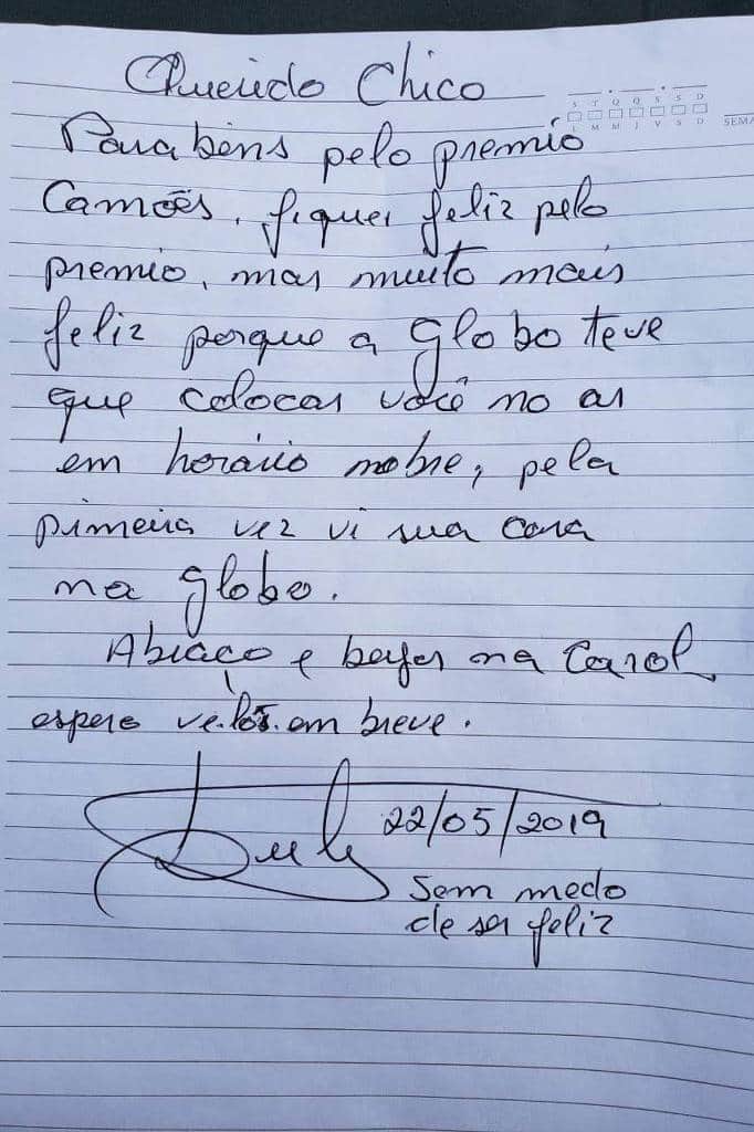 Em carta, Lula alfinetou a TV Globo em carta para Chico Buarque (Divulgação) Em carta, Lula alfinetou a TV Globo em carta para Chico Buarque (Divulgação)