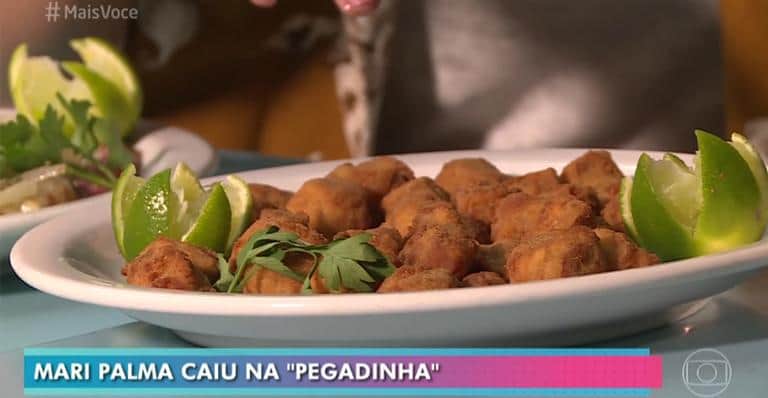 Jornalista experimenta testiculo de boi no programa de Ana Maria Braga (Foto: Reprodução) Jornalista experimenta testiculo de boi no programa de Ana Maria Braga (Foto: Reprodução)