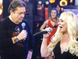 Faustão e Solange Almeida no palco do Domingão do Faustão (Foto: Reprodução) Faustão e Solange Almeida no palco do Domingão do Faustão (Foto: Reprodução)