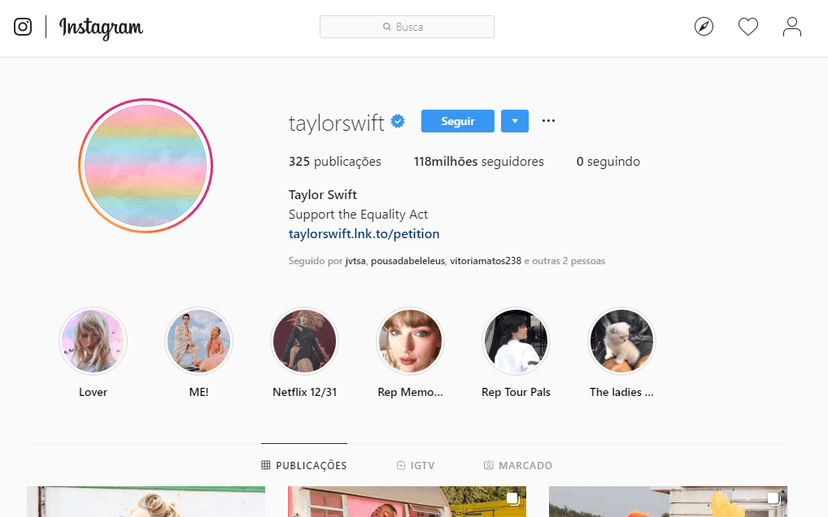 Instagram de Taylor Swift (Foto: Reprodução) Instagram de Taylor Swift (Foto: Reprodução)