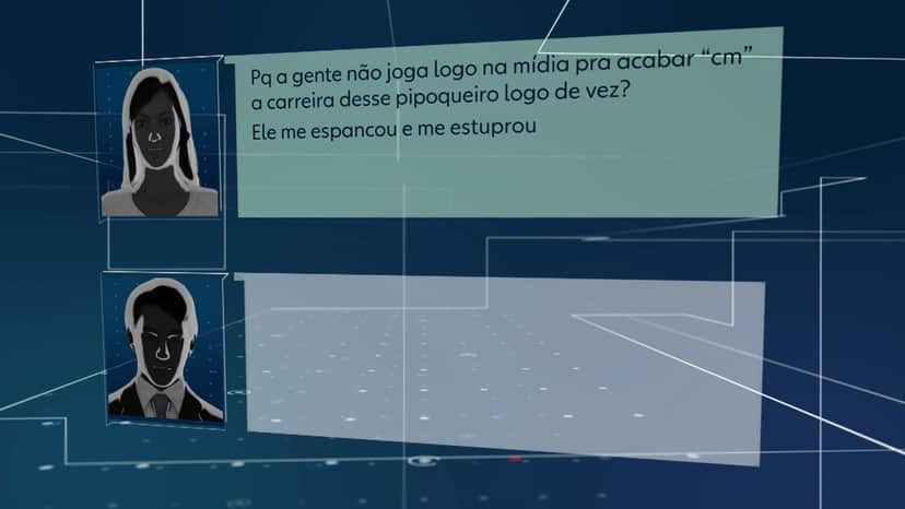 Mulher que acusa Neymar fala com advogado afirmando que jogador a espancou e estuprou — (Foto: TV Globo/Reprodução) Mulher que acusa Neymar fala com advogado afirmando que jogador a espancou e estuprou — (Foto: TV Globo/Reprodução)