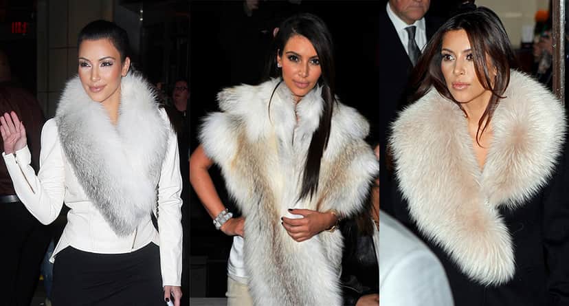Kim Kardashian usando roupa de pele de animal (Foto: Reprodução) Kim Kardashian usando roupa de pele de animal (Foto: Reprodução)