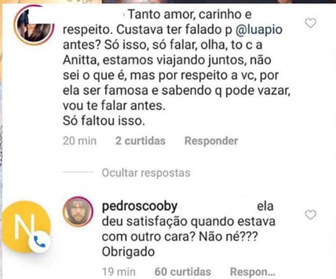 Pedro Scooby rebateu alfinetada de internauta após término com Luana Piovani e novo namoro com Anitta (Reprodução/Instagram) Pedro Scooby rebateu alfinetada de internauta após término com Luana Piovani e novo namoro com Anitta (Reprodução/Instagram)