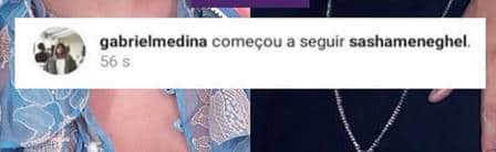 Medina passou a seguir Sasha Meneghel Medina passou a seguir Sasha Meneghel