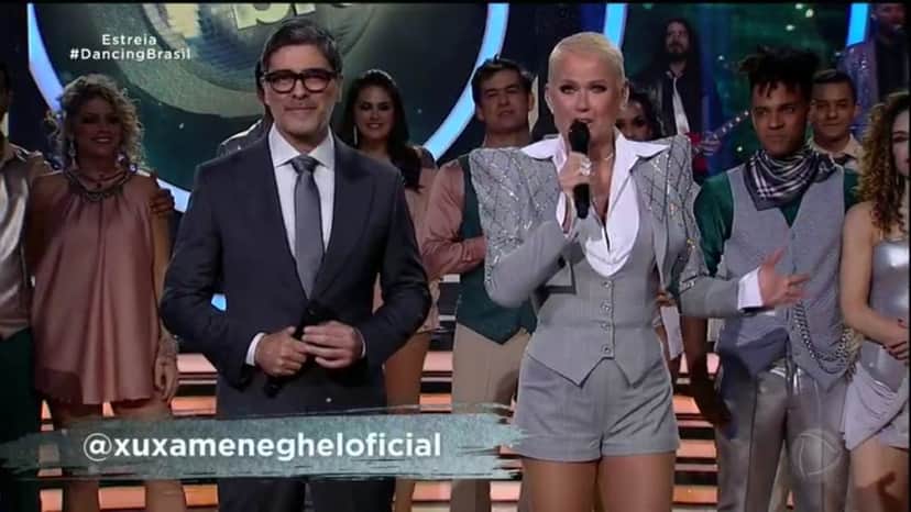 Junno Andrade e Xuxa Meneghel na estreia do Dancing Brasil 5, reality show exibido semanalmente pela Record. (Foto: Reprodução) Junno Andrade e Xuxa Meneghel na estreia do Dancing Brasil 5, reality show exibido semanalmente pela Record. (Foto: Reprodução)