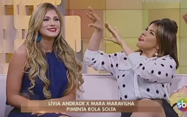 Lívia Andrade e Mara Maravilha no programa Fofocalizando, no SBT (Foto: Reprodução) Lívia Andrade e Mara Maravilha no programa Fofocalizando, no SBT (Foto: Reprodução)