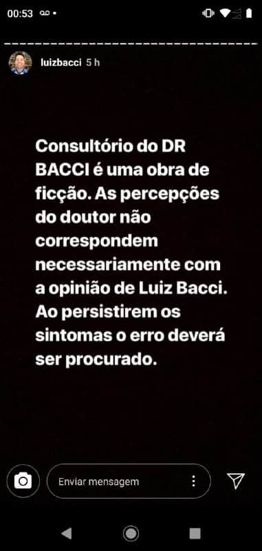 Luiz Bacci voltou a interagir com seus seguidores no Instagram Luiz Bacci voltou a interagir com seus seguidores no Instagram