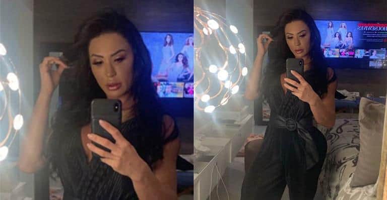 Gracyanne Barbosa surpreendeu seus fãs ao surgir vestida, com um look todo trabalhado no preto (Imagem Instagram) Gracyanne Barbosa surpreendeu seus fãs ao surgir vestida, com um look todo trabalhado no preto (Imagem Instagram)