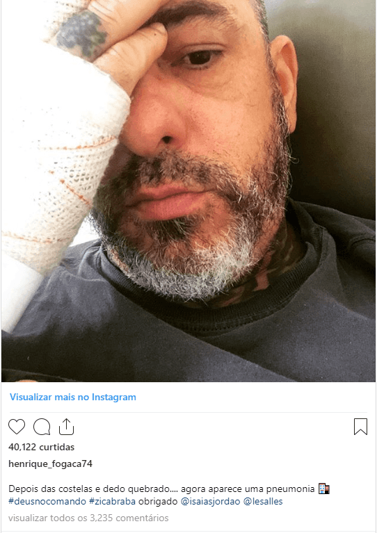 Henrique fogaça anunciou que estava com pneumonia e apagou postagem na sequência (Foto: Reprodução/Instagram) Henrique fogaça anunciou que estava com pneumonia e apagou postagem na sequência (Foto: Reprodução/Instagram)
