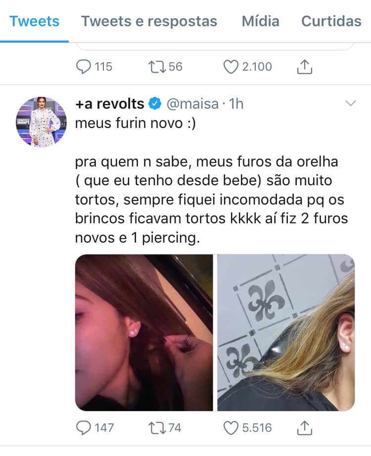Maisa do SBT, faz tatuagem e coloca piercing (Imagem: Twitter) Maisa do SBT, faz tatuagem e coloca piercing (Imagem: Twitter)