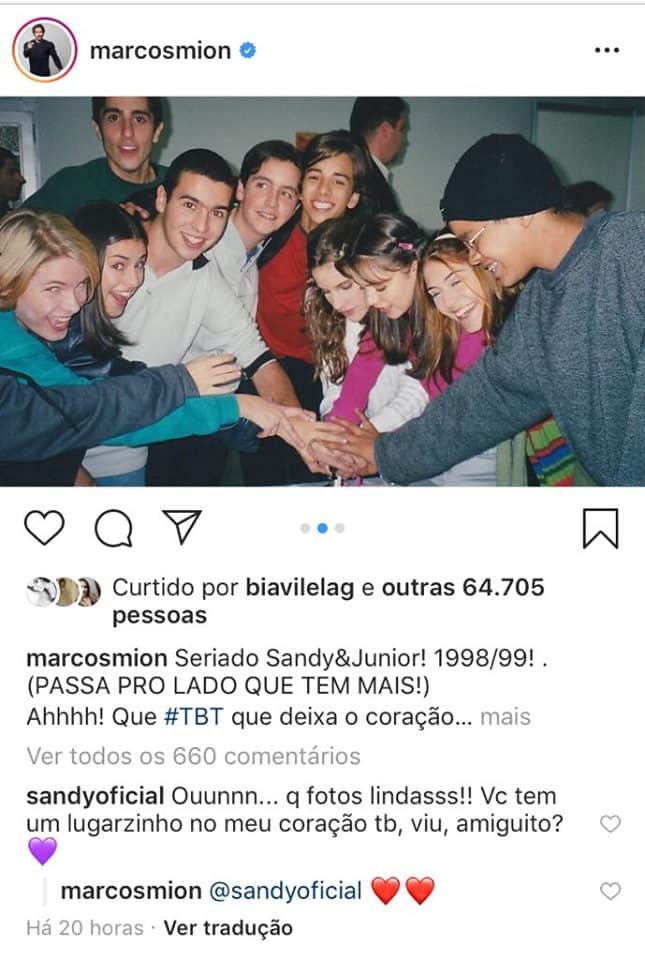 O apresentador Marcos Mion faz publicação com fotos raras da época que era do elenco de Sandy e Junior (Foto: Instagram) O apresentador Marcos Mion faz publicação com fotos raras da época que era do elenco de Sandy e Junior (Foto: Instagram)