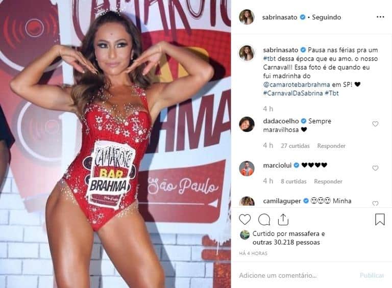 Sabrina Sato quando foi madrinha do Camarote Bar Brahma (Foto: Reprodução)