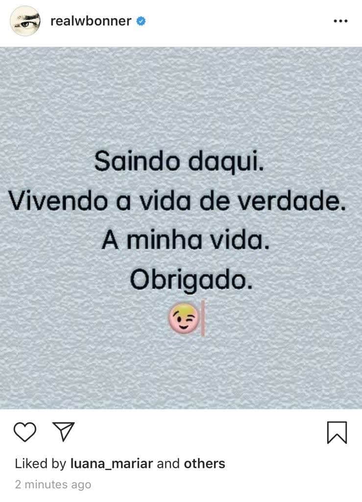 William Bonner se despediu de todos os seguidores do (Foto: Reprodução/ Instagram) William Bonner se despediu de todos os seguidores do (Foto: Reprodução/ Instagram)