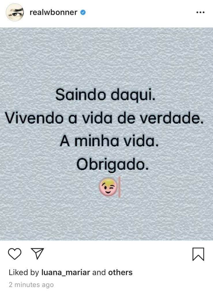 William Bonner se despediu de todos os seguidores do (Foto: Reprodução/ Instagram) William Bonner se despediu de todos os seguidores do (Foto: Reprodução/ Instagram)