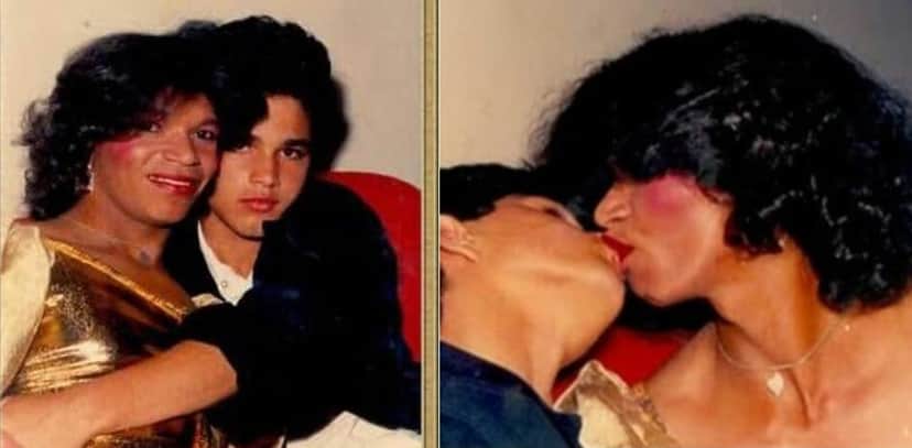 Luciano Camargo aos beijos com outro homem quando era mais novo (Foto: Montagem) Luciano Camargo aos beijos com outro homem quando era mais novo (Foto: Montagem)