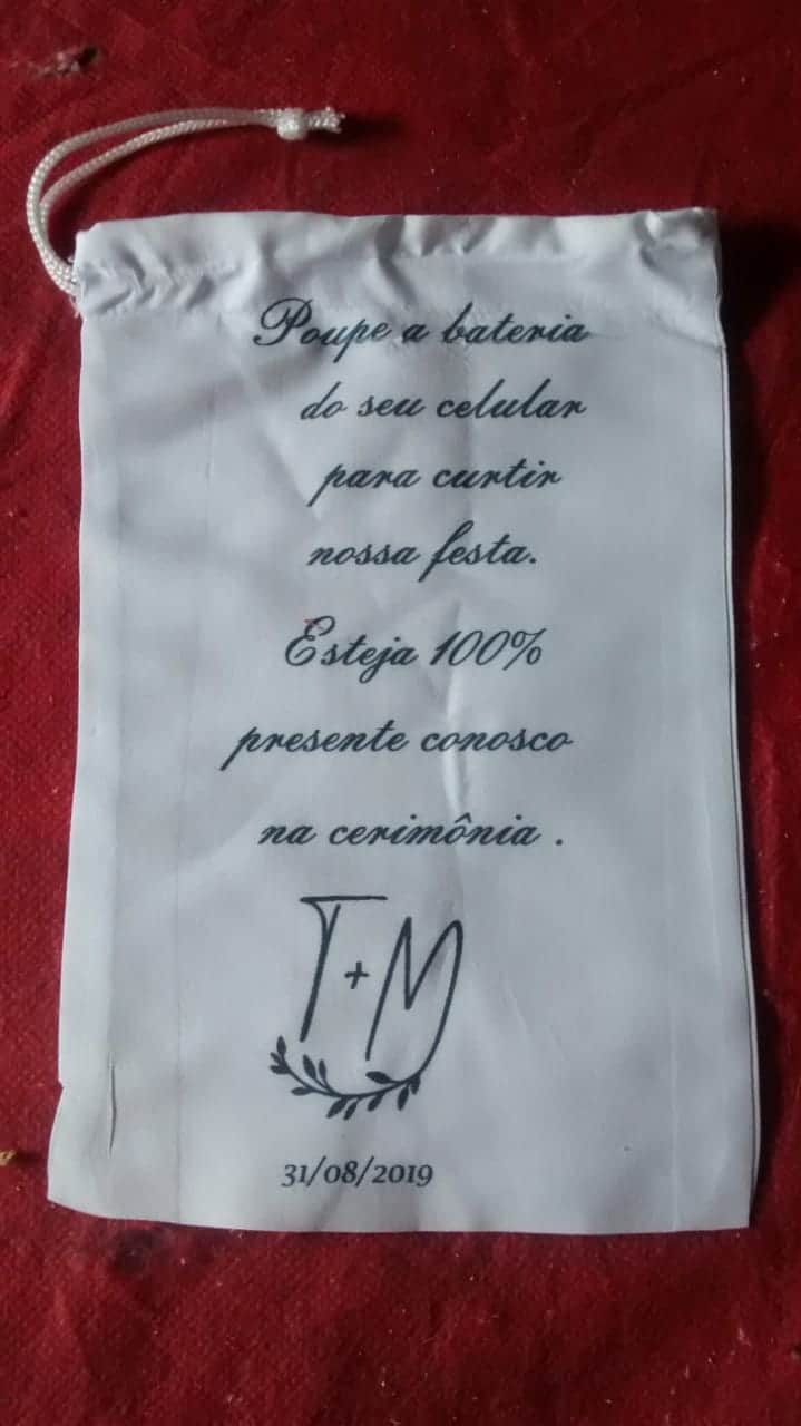Saquinho do casamento de Mumuzinho (Foto: Reprodução) Saquinho do casamento de Mumuzinho (Foto: Reprodução)