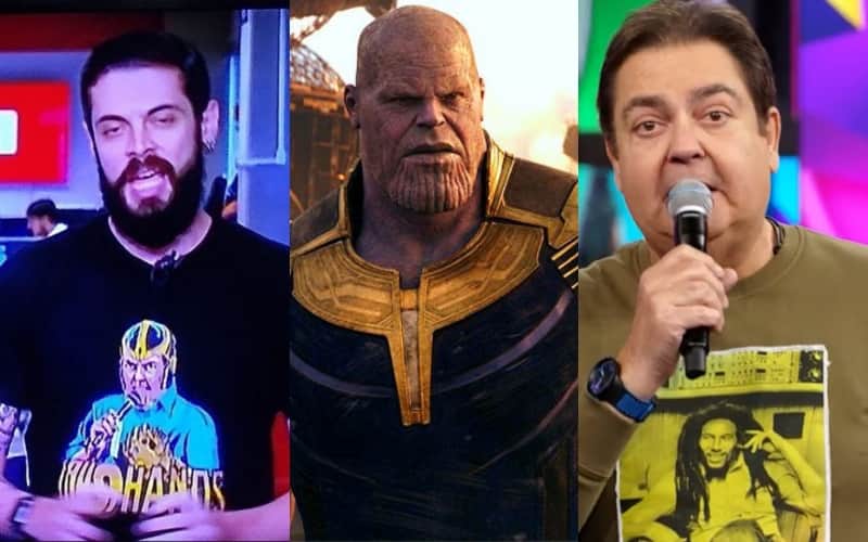 De um lado o repórter da Globo, Cauê, do outro o supervilão, Thanos. Já o último é o famoso apresentador, Faustão. Quem você escolhe? (Foto: Montagem) De um lado o repórter da Globo, Cauê, do outro o supervilão, Thanos. Já o último é o famoso apresentador, Faustão. Quem você escolhe? (Foto: Montagem)