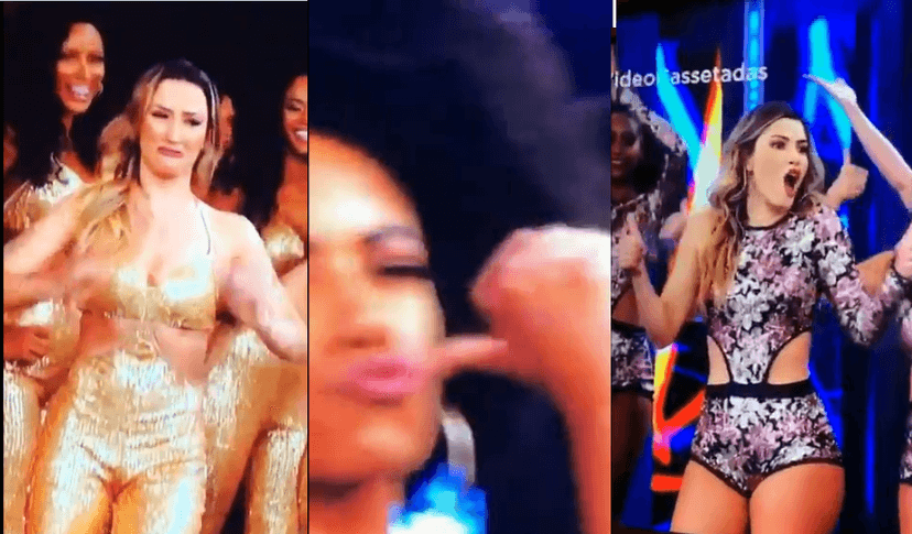 Algumas das reações das bailarinas no Domingão do Faustão da TV Globo (Foto: Reprodução/ Twitter) Algumas das reações das bailarinas no Domingão do Faustão da TV Globo (Foto: Reprodução/ Twitter)