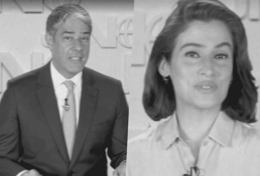 Jornal Nacional da Globo voltou a era do preto e branco com William Bonner e Renata Vasconcellos