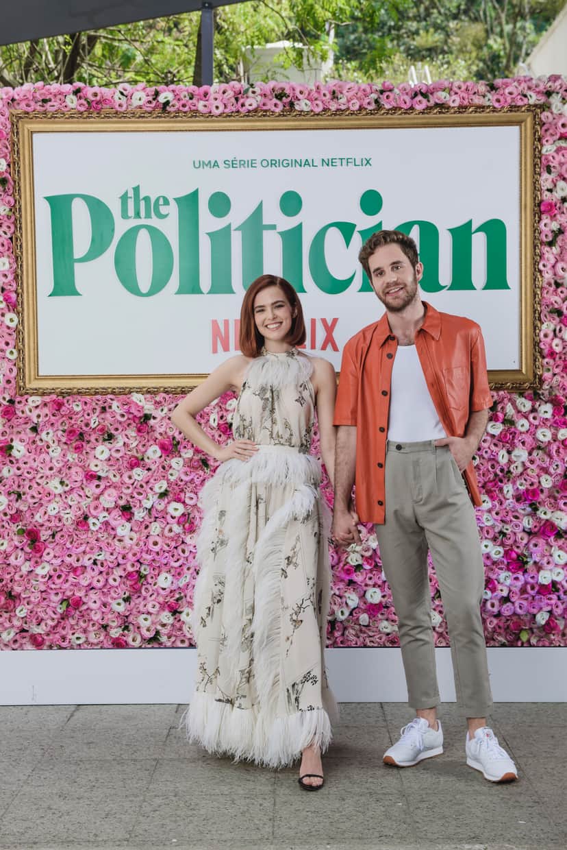 Ben Platt e Zoey Deutch na coletiva de imprensa de The Politician, da Netflix, no Palácio Tangará, em São Paulo (Foto: Divulgação/Helena Yoshioka) Ben Platt e Zoey Deutch na coletiva de imprensa de The Politician, da Netflix, no Palácio Tangará, em São Paulo (Foto: Divulgação/Helena Yoshioka)