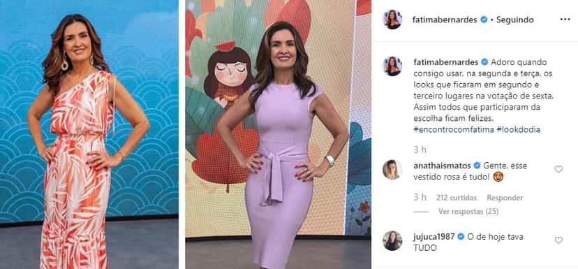 Fátima Bernardes publicou seus looks no Encontro desta semana (Foto: Reprodução/Instagram) Fátima Bernardes publicou seus looks no Encontro desta semana (Foto: Reprodução/Instagram)