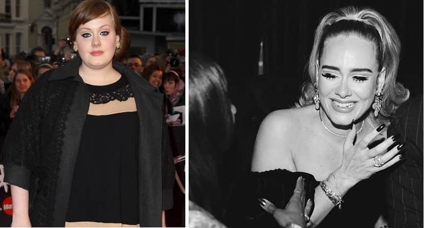 Adele antes e depois da dieta (Foto: Reprodução) Adele antes e depois da dieta (Foto: Reprodução)