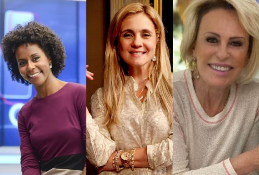 Maju Coutinho, Adriana Esteves como Carminha e Ana Maria Braga. Foto: Reprodução audiência audiências Maju Coutinho, Adriana Esteves como Carminha e Ana Maria Braga. Foto: Reprodução audiência audiências