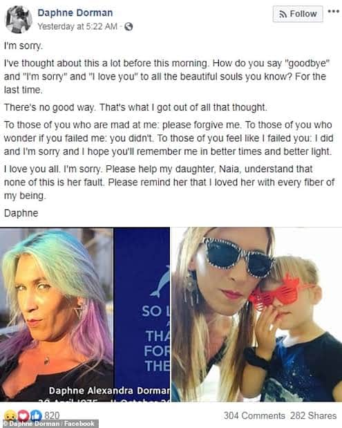 A atriz trans Daphne Dorman cometeu suicídio (Reprodução) A atriz trans Daphne Dorman cometeu suicídio (Reprodução)