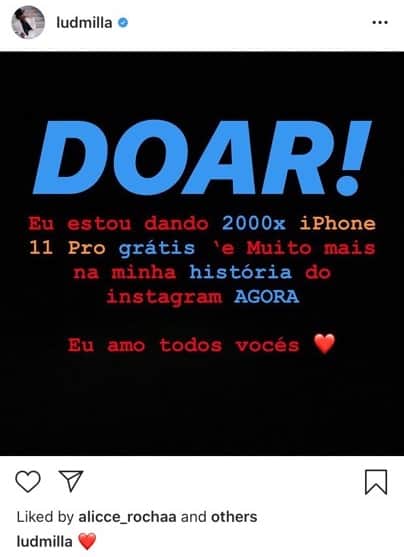 Ludmilla foi vítima de hackers e teve sua conta do Instagram invadida. Foto: Reprodução Jogo rápido Ludmilla foi vítima de hackers e teve sua conta do Instagram invadida. Foto: Reprodução Jogo rápido