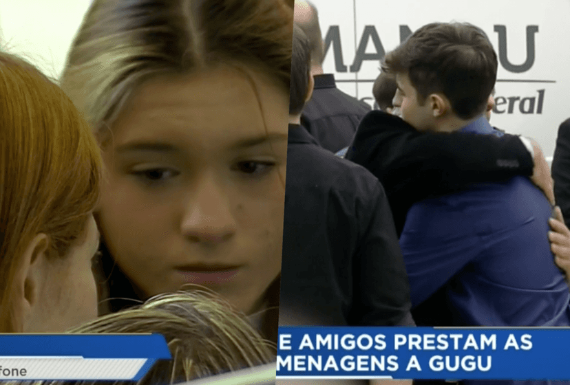 Filhos de Gugu durante velório do apresentador na Assembleia Legislativa de São Paulo (Foto reprodução RecordTV) Filhos de Gugu durante velório do apresentador na Assembleia Legislativa de São Paulo (Foto reprodução RecordTV)