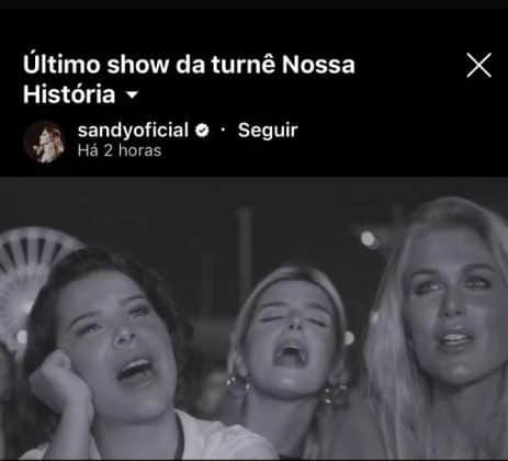 Fernanda Souza e as amigas durante o show de despedida dos irmãos Sandy & Junior. Foto: Reprodução Fernanda Souza e as amigas durante o show de despedida dos irmãos Sandy & Junior. Foto: Reprodução