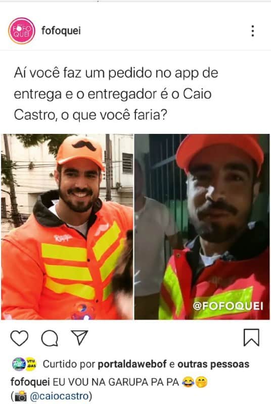 Caio Castro virou entregador (Foto: Reprodução) Caio Castro virou entregador (Foto: Reprodução)