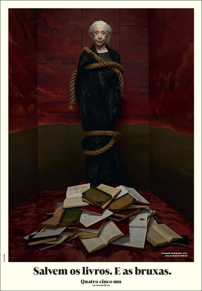 Fernanda Montenegro como bruxa medieval na capa da Revista Quatro Cinco Um (Reprodução Fernanda Montenegro como bruxa medieval na capa da Revista Quatro Cinco Um (Reprodução