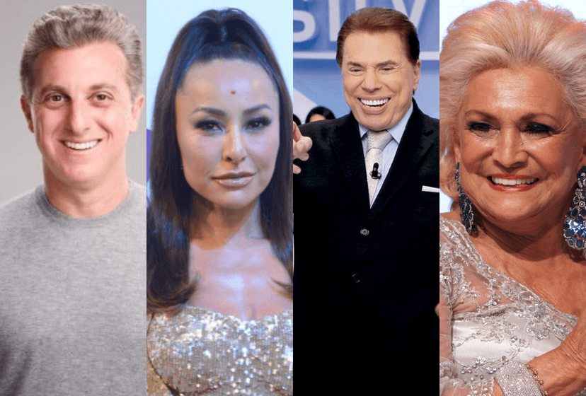 O apresentador da Globo, Luciano Huck, contratada da Record, Sabrina Sato, dono do SBT, Silvio Santos e Hebe Camargo (Foto: Montagem TV Foco) O apresentador da Globo, Luciano Huck, contratada da Record, Sabrina Sato, dono do SBT, Silvio Santos e Hebe Camargo (Foto: Montagem TV Foco)
