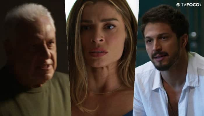 Fotomontagem feita pelo site do TV Foco com os atores de Bom Sucesso Antonio Fagundes de moletom verde, Grazi Massafera com expressão confusa e Romulo Estrela de camisa social branca com botões abertos Fotomontagem feita pelo site do TV Foco com os atores de Bom Sucesso Antonio Fagundes de moletom verde, Grazi Massafera com expressão confusa e Romulo Estrela de camisa social branca com botões abertos
