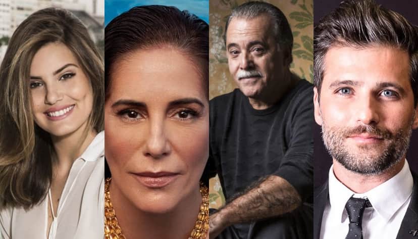 Os atores da Globo: Camila Queiroz, Glória Pires, Tony Ramos e Bruno Gagliasso. Foto: Reprodução Os atores da Globo: Camila Queiroz, Glória Pires, Tony Ramos e Bruno Gagliasso. Foto: Reprodução