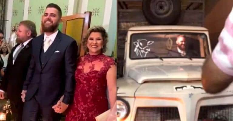 O músico Zé Neto, chega em sua cerimônia de casamento dirigindo Catarina, caminhonete antiga da família (Imagem: Reprodução) O músico Zé Neto, chega em sua cerimônia de casamento dirigindo Catarina, caminhonete antiga da família (Imagem: Reprodução)