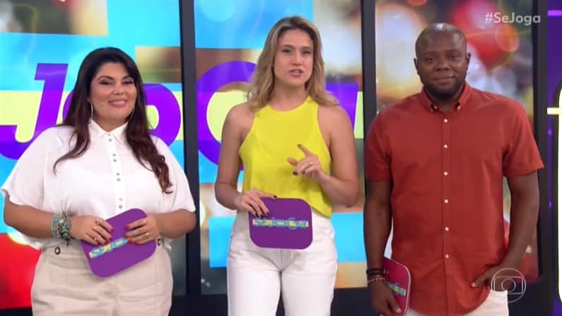 Fabiana Karla, Fernanda Gentil e Érico Brás no comando do Se Joga, que foi líder de audiência (Foto: Reprodução/Globo) Fabiana Karla, Fernanda Gentil e Érico Brás no comando do Se Joga, que foi líder de audiência (Foto: Reprodução/Globo)