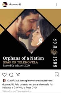 Órfãos da Terra da Globo,desbanca Topíssima da Record e leva o troféu internacional Rose D'Or" ,por melhor novela (Imagem: Instagram) Órfãos da Terra da Globo,desbanca Topíssima da Record e leva o troféu internacional Rose D'Or" ,por melhor novela (Imagem: Instagram)