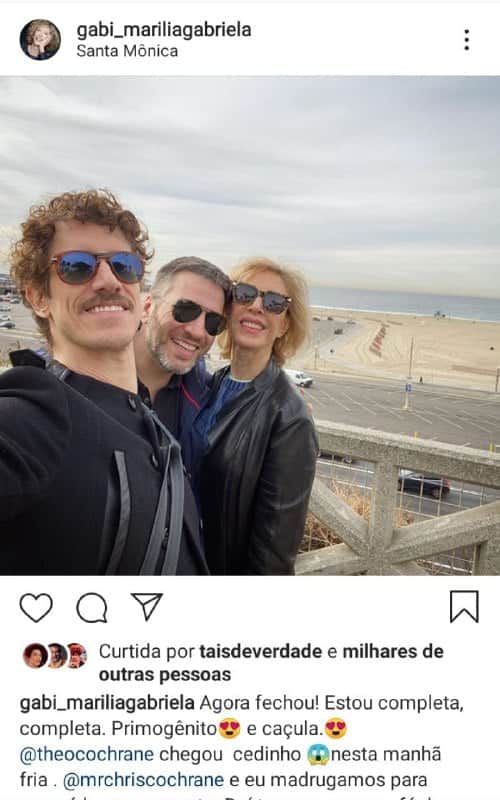 Marília Gabriela surgiu ao lado dos filhos, Theodoro e Christiano (Foto: Reprodução/ Instagram) Marília Gabriela surgiu ao lado dos filhos, Theodoro e Christiano (Foto: Reprodução/ Instagram)