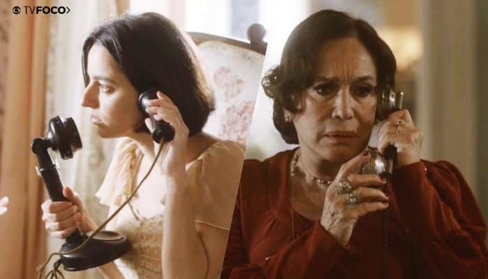 Emília recebe banho de água fria na novela Éramos Seis da Globo Emília recebe banho de água fria na novela Éramos Seis da Globo