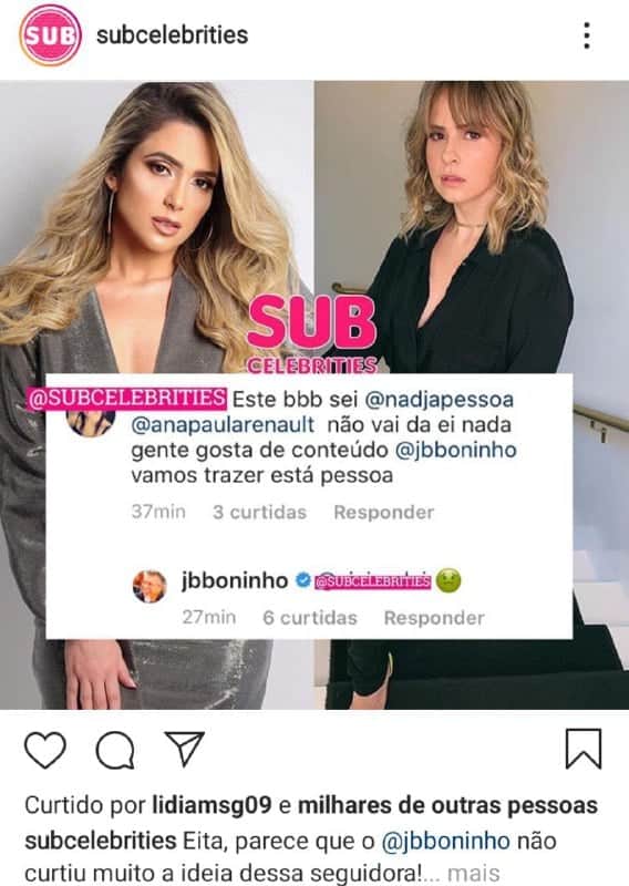 Será que Boninho não gosta de Ana Paula Renault e Nadja Pessoa? (Foto: Reprodução/ Instagram) Será que Boninho não gosta de Ana Paula Renault e Nadja Pessoa? (Foto: Reprodução/ Instagram)