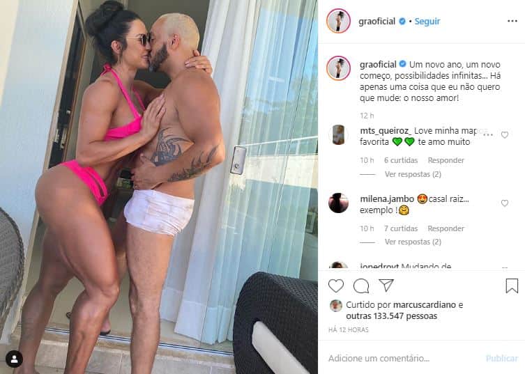 A famosa atriz e o seu marido, Belo aproveitando o primeiro dia do ano (Foto: reprodução/Instagram) A famosa atriz e o seu marido, Belo aproveitando o primeiro dia do ano (Foto: reprodução/Instagram)