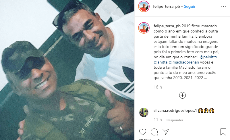 O irmão de Anitta, Felipe Terra, fez um agradecimento pelo ano de 2019 (Foto: Reprodução/ Instagram) O irmão de Anitta, Felipe Terra, fez um agradecimento pelo ano de 2019 (Foto: Reprodução/ Instagram)